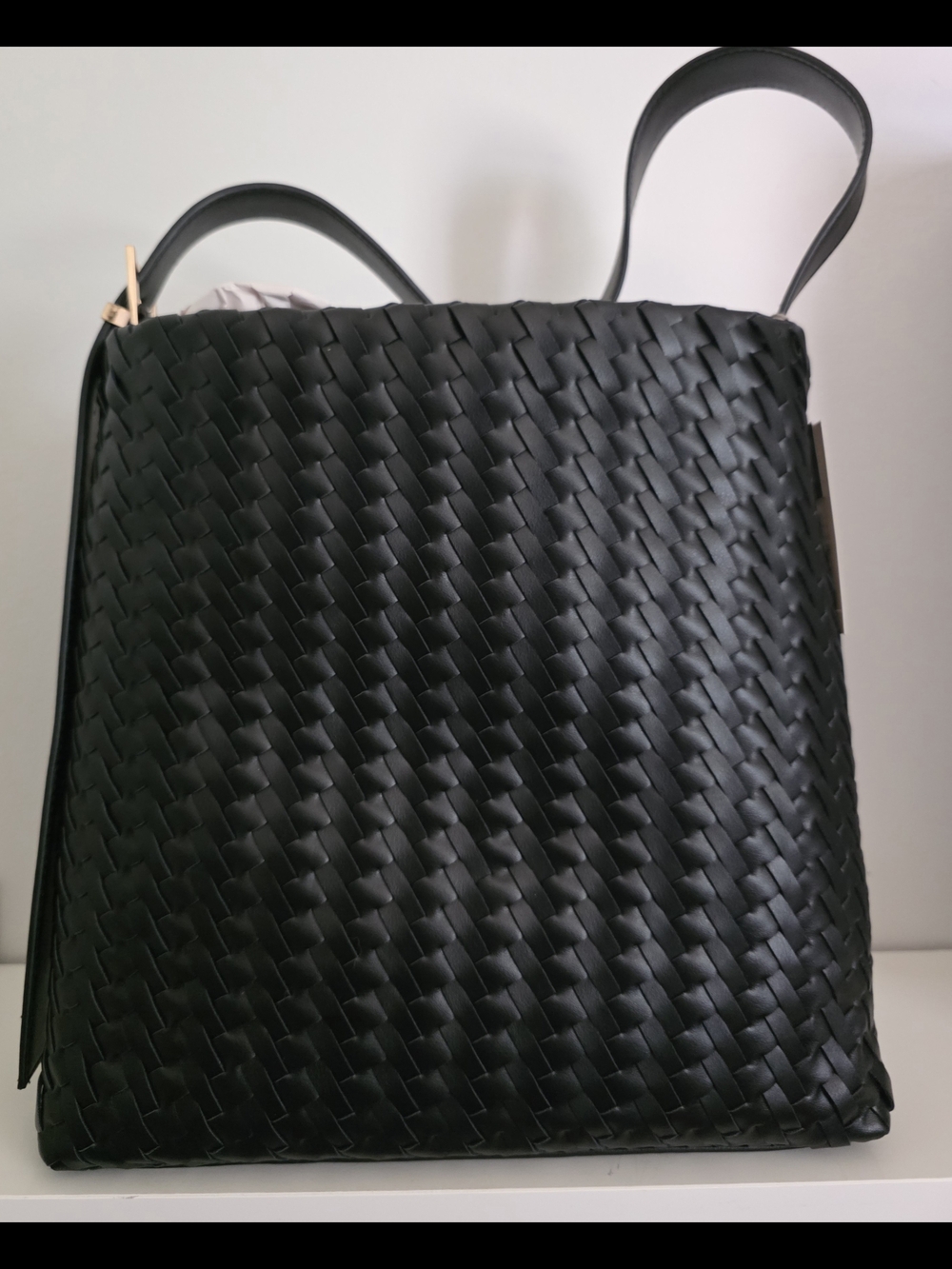 a new day Black Woven Tote Shoulder Bag